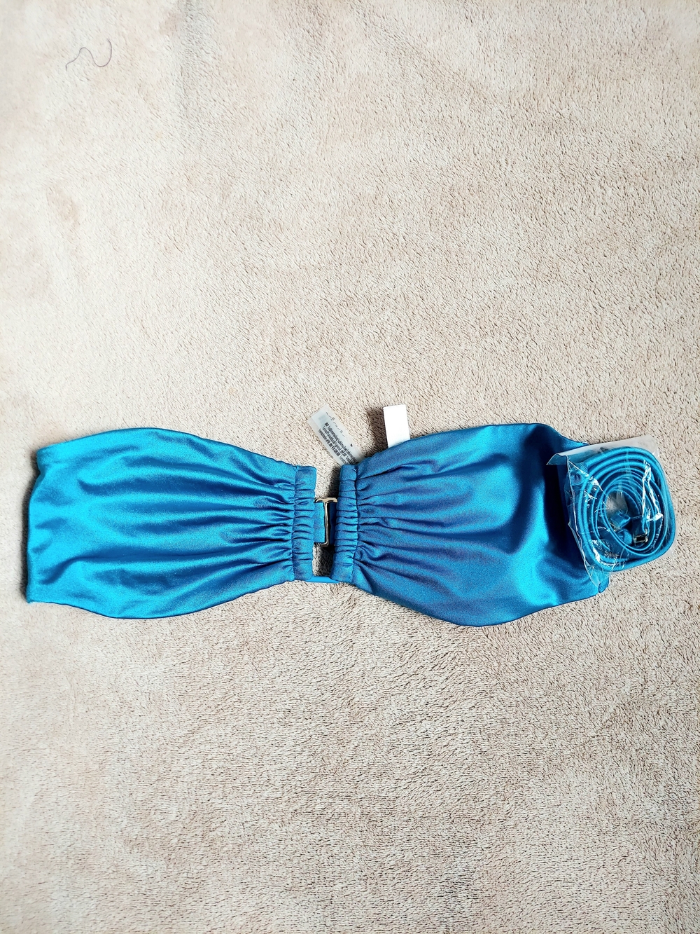 Victoria Secret Metallic Teal Bandeau Halter Bikini Top Women Size Medium NWT